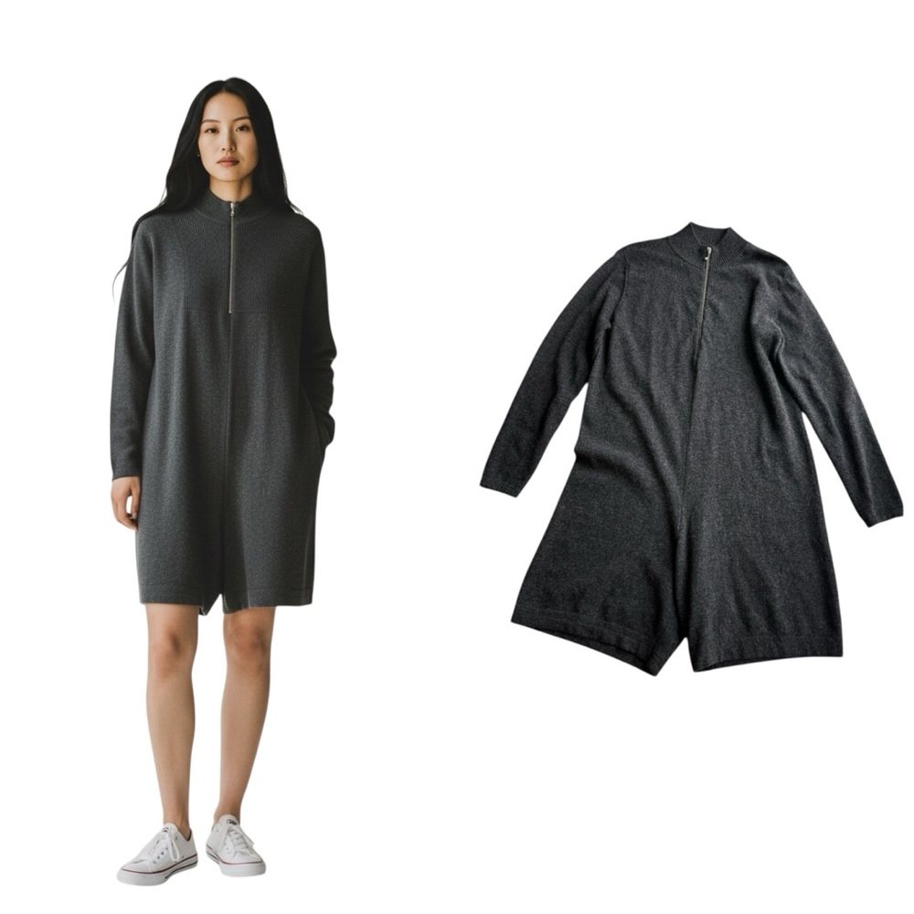 United Colors of Benetton Wool Romper Jumper Gray Size Small Italy Oversized